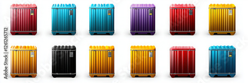 Colorful containers vector illustration icon set