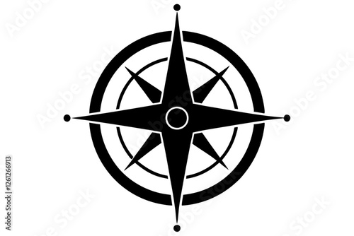 compass rose vector silhouette isolated on white, compass icon illustration 