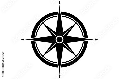 compass rose vector silhouette isolated on white, compass icon illustration 