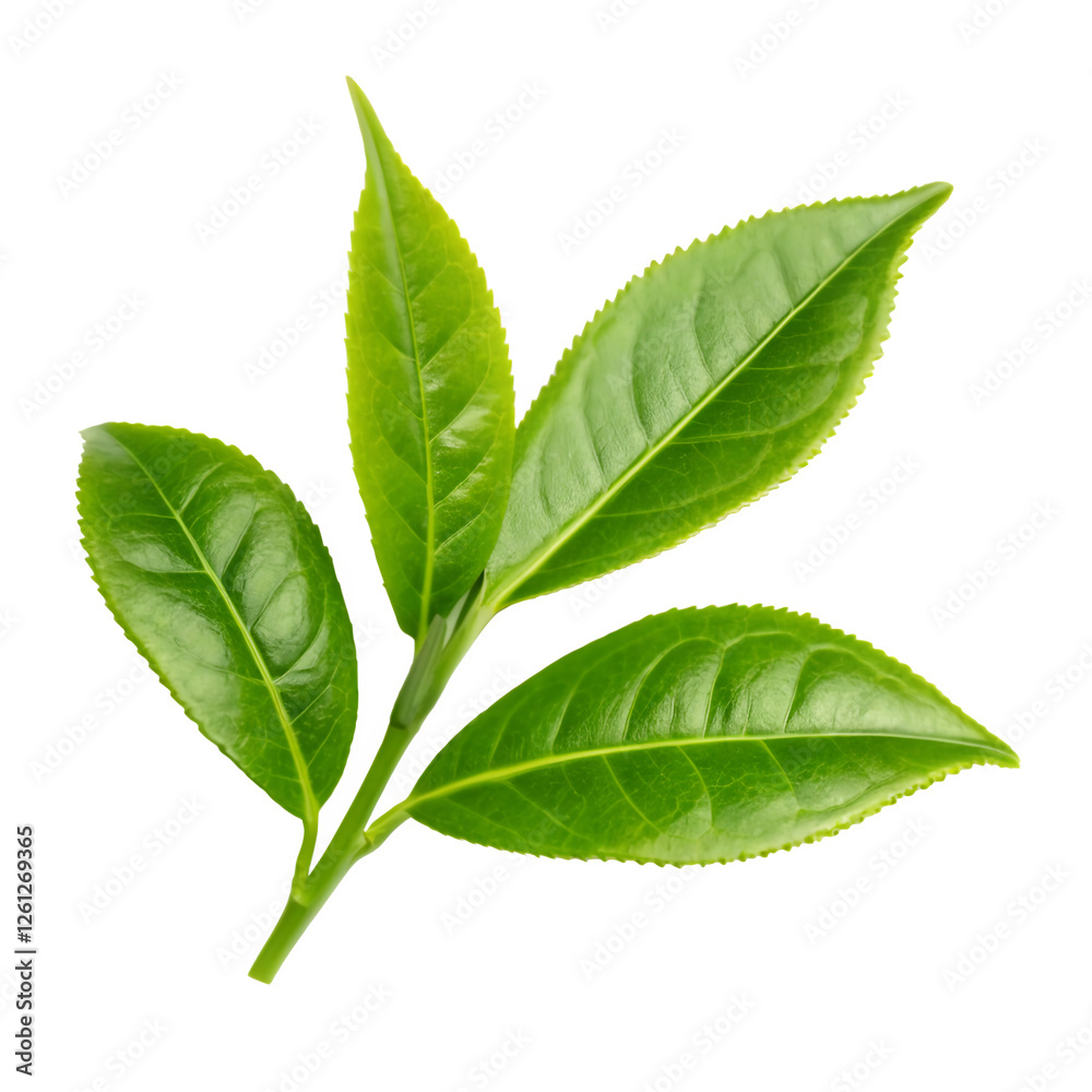 Obraz premium Fresh Tea Leaves from a Plantation: Perfect for Organic Branding, Herbal Tea Promotions, and Natural Wellness Photography.