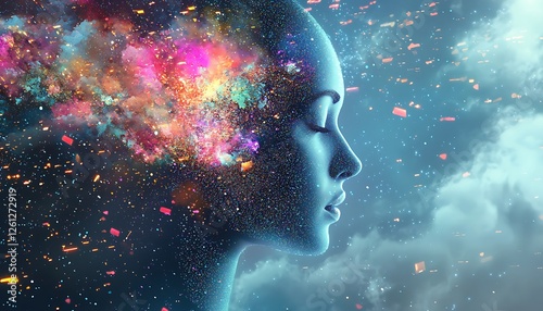 Cloud computing technology concept with AI generative elements for digital storage and business networking