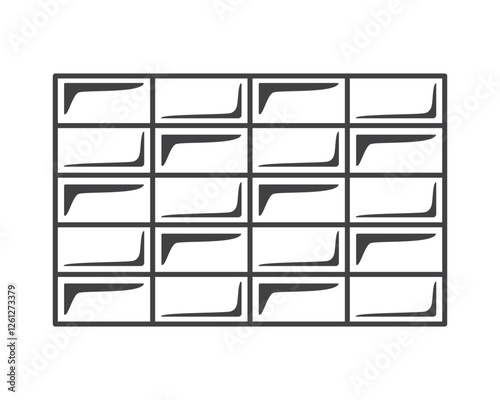 Floor tile outline icon isolated on white background. Wall tile pattern with texture, simple shape. Vector illustration