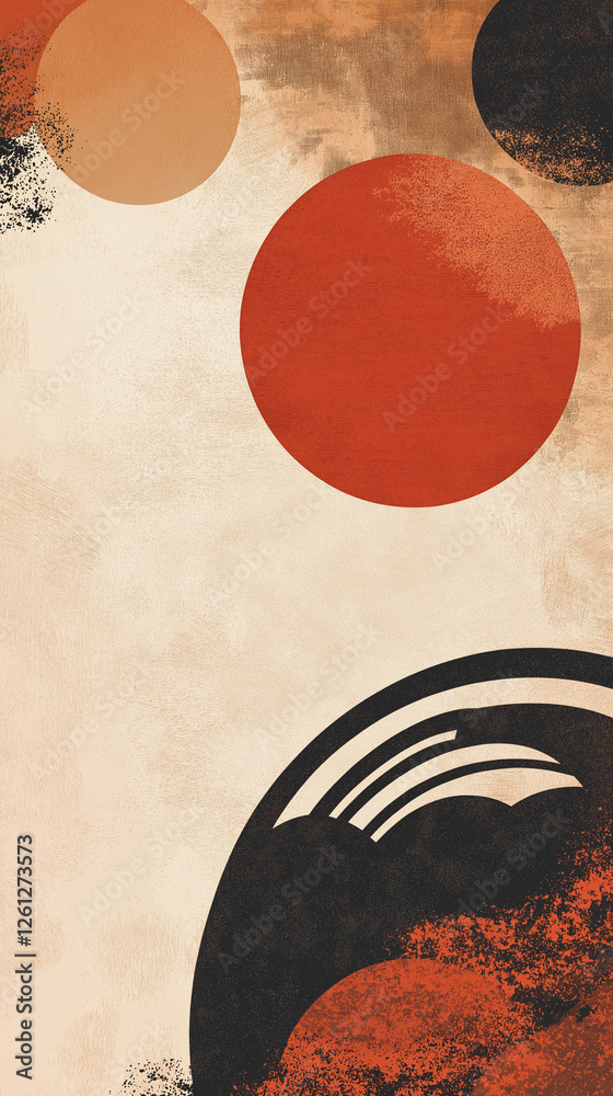 Vertical background of circles with smudge textures