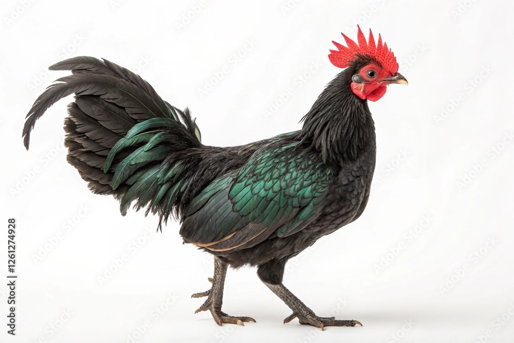 Fototapeta premium Croad langshan chicken isolated on white background