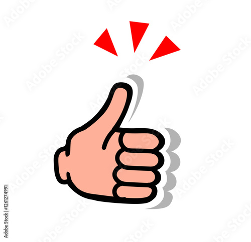 Up hand. thumb Up hand. Gesture. red triangle.