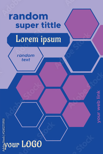 Simple vector template for flyer or poster: honeycomb theme set, advert ready to print