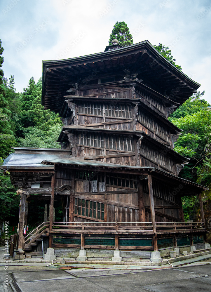 Sazae Temple in Aizuwakamatsu, Fukushima, Japan Sazae Temple in Aizuwakamatsu, Fukushima, Japan