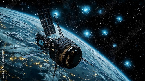 Communication technology for internet business, global network and telecommunication, IoT, and Earth connectivity