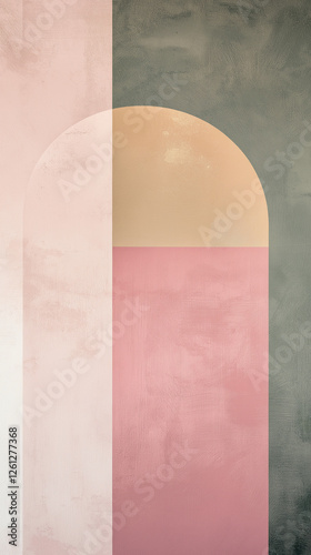 Obraz na płótnie Vertical design of shapes in pink, beige and gray-green w salonie