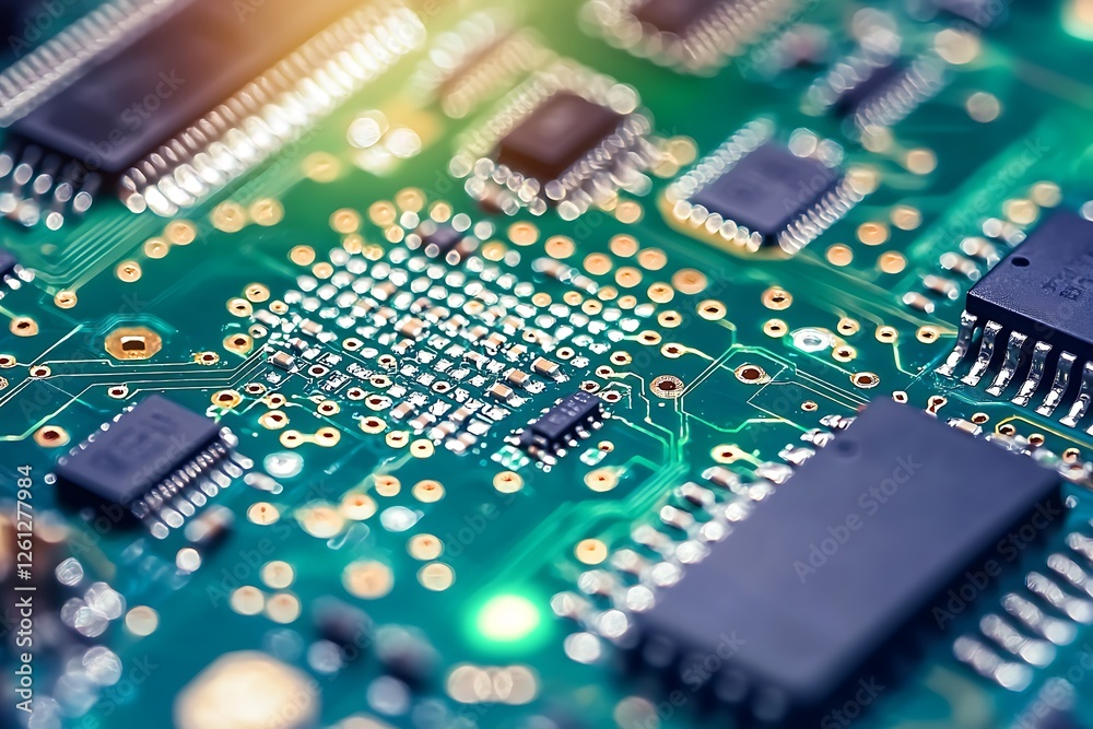 Component installation and quality control circuit boards in a fully automated PCB assembly line at an electronics factory Component installation and quality control circuit boards in a fully automated PCB assembly line at an electronics factory