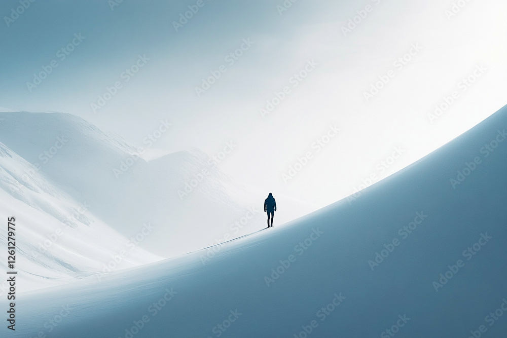 Solitude amidst snowy peaks. Generative AI Solitude amidst snowy peaks. Generative AI