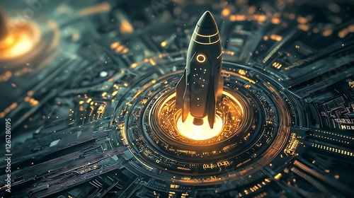 Concept business strategy for innovation planning, including business growth, advertising, and futuristic graphic icons