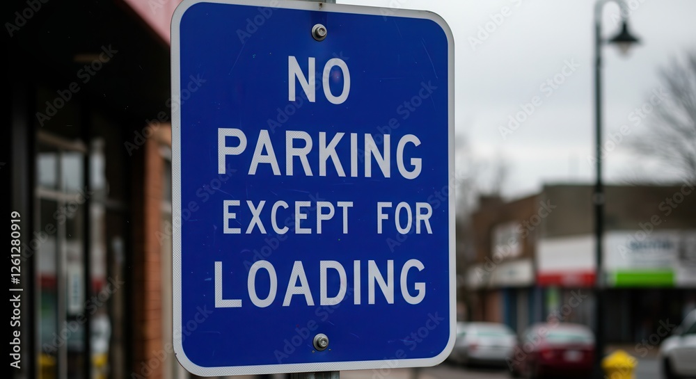 No Parking Except for Loading Sign on City Street