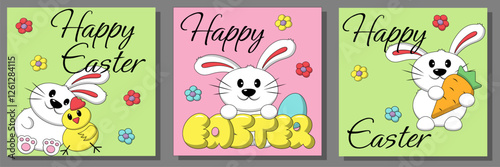 Set greeting card with Easter Bunny