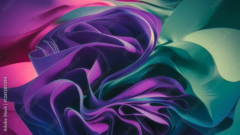 Obraz premium A 3D Render of an Abstract Colorful Background Dominated by Shades of Purple and Green - Digital Art