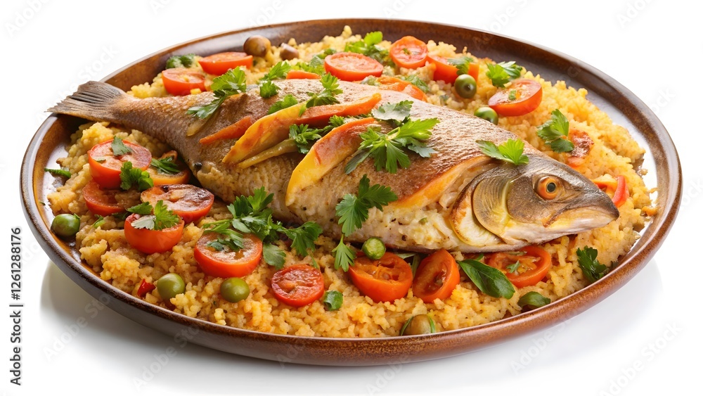Baked Fish with Rice and Vegetables Baked Fish with Rice and Vegetables