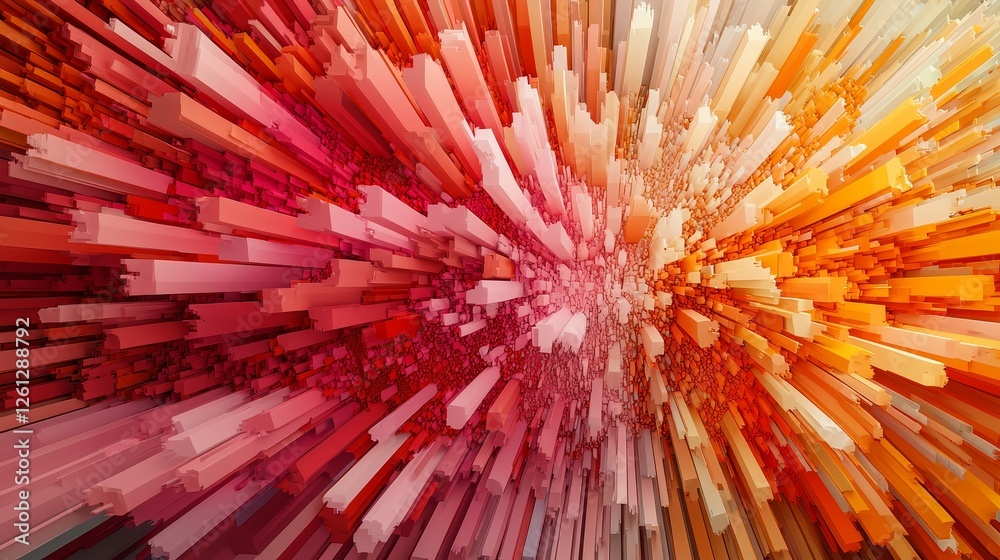 Obraz premium Dynamic abstract explosion of colorful forms digital art vivid environment engaging perspective artistic concept