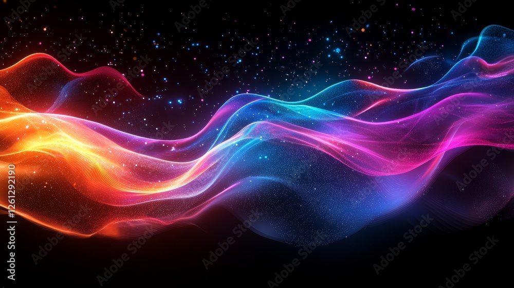 Fototapeta premium Dynamic color waves abstract art digital design vibrant environment artistic perspective conceptual imagery for creative projects