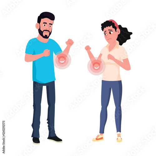 A man and a woman with elbow pain