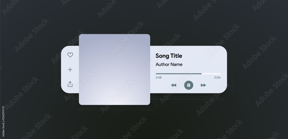Mobile music player interface. Podcast turntable template. Audio streaming service layout. Profile, Album, Song, Singer, blog mockup. Apple music, deezer, spotify screen. Vector illustration.