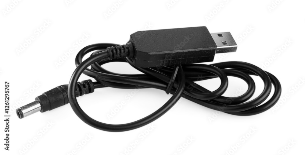Black USB charge cable isolated on white Black USB charge cable isolated on white