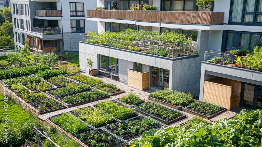 Urban Garden Design with Lush Greenery and Sustainable Architecture Urban Garden Design with Lush Greenery and Sustainable Architecture