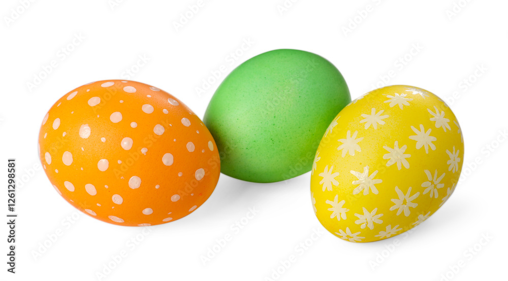 Obraz premium Many decorated Easter eggs isolated on white