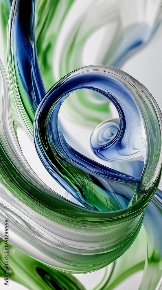 Glass forms in swirling shapes with copy space