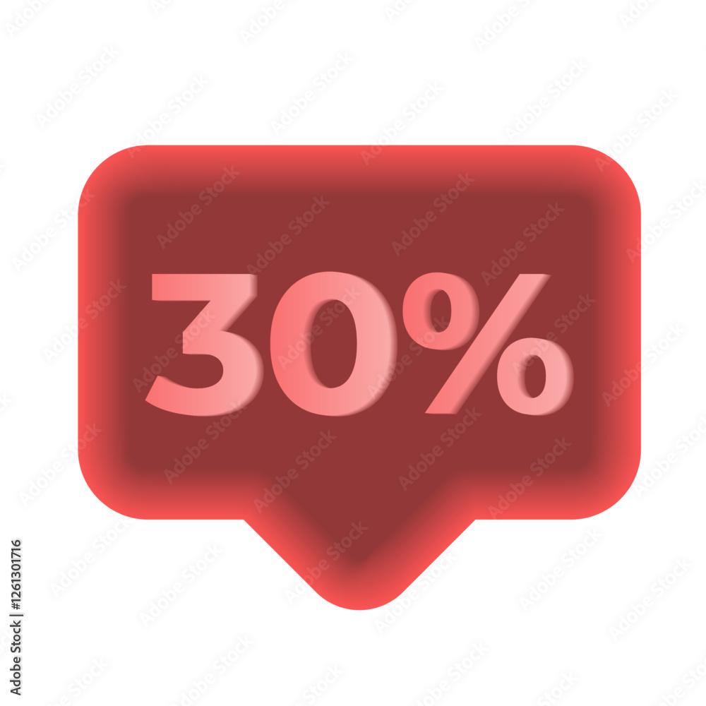 30% 3D bubble red on white background
Vector 3D bubble with discount, sale promotion 30% 3D bubble red on white background
Vector 3D bubble with discount, sale promotion
