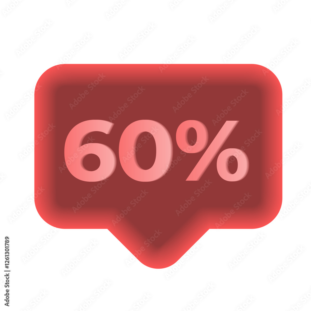 60% 3D bubble red on white background
Vector 3D bubble with discount, sale promotion 60% 3D bubble red on white background
Vector 3D bubble with discount, sale promotion