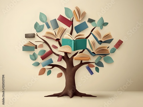 International literacy day concept with tree with books
