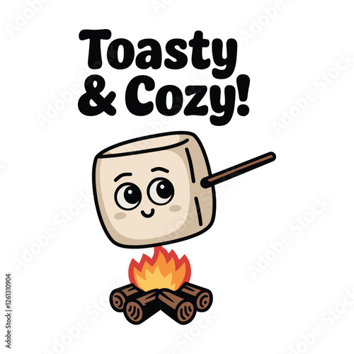 Toasty and Cozy T Shirt Design A Smiley Marshmallow