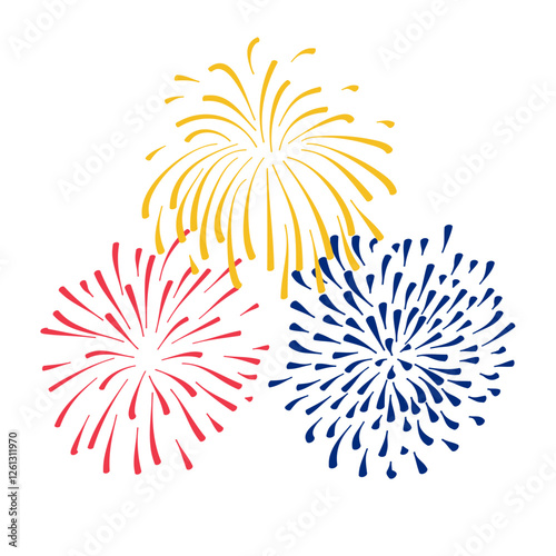 Colored vector fireworks for holiday, celebration and carnival. Party decoration. Isolate on a white background.