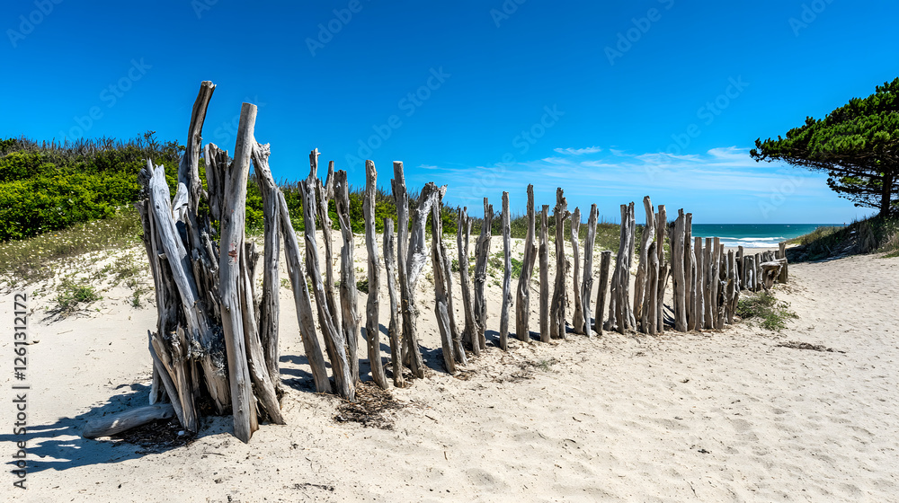 Natural Materials Create Rustic Beachside Barrier in Panorama Natural Materials Create Rustic Beachside Barrier in Panorama