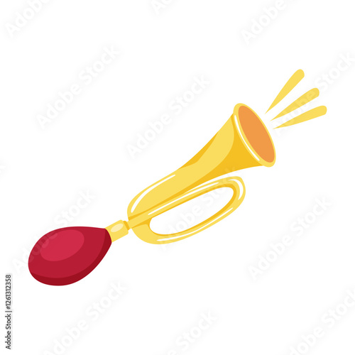 Vintage air horn with rubber bulb on a white background. Retro bicycle horn. isolated vector illustration. 