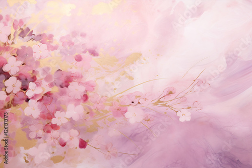 Soft pink floral abstract art piece