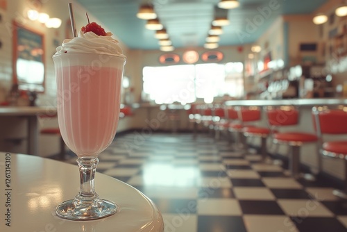 Strawberry milkshake diner retro fifties
