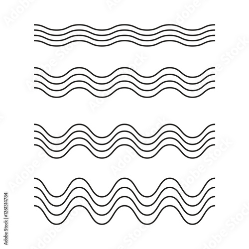 Set Of Wave Line Icon Vector Design.