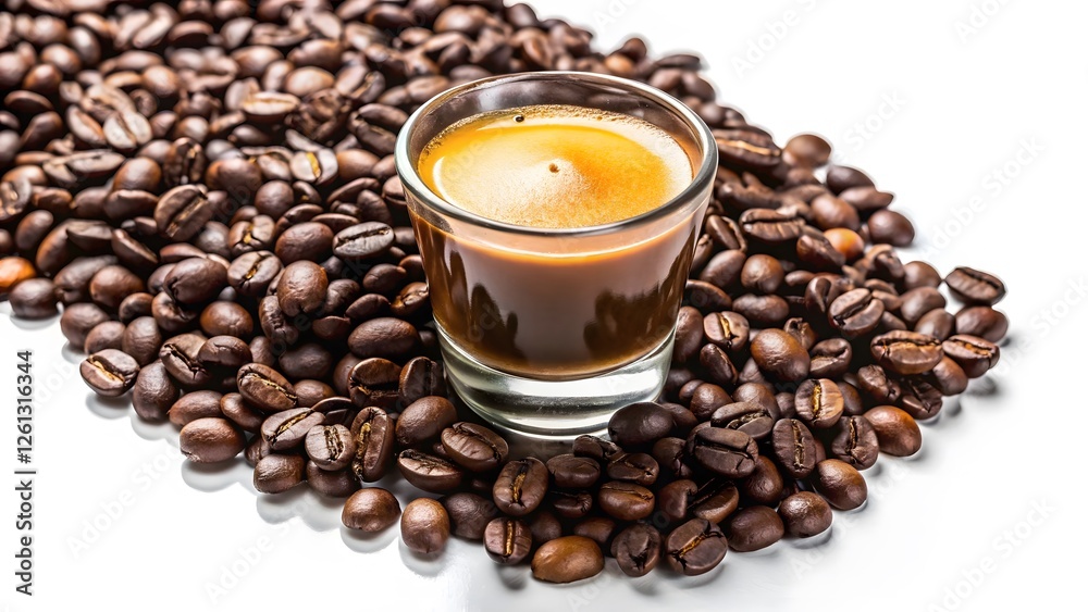 Fototapeta premium Espresso in a Glass with Coffee Beans