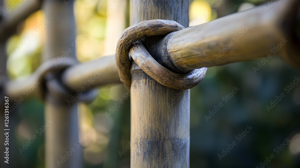 Tightly Interwoven Bamboo Stalks in Rustic Fence Tightly Interwoven Bamboo Stalks in Rustic Fence