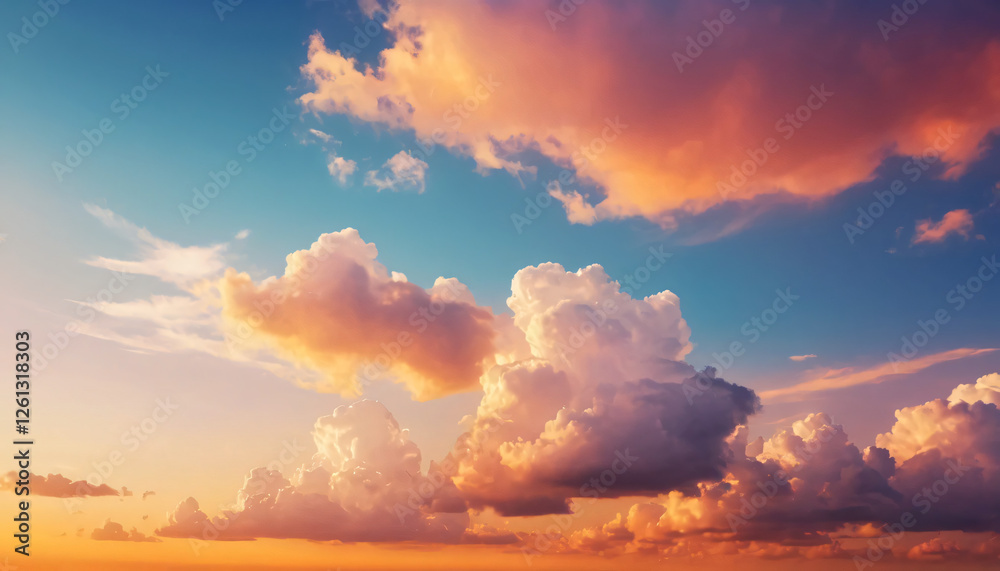 Fototapeta premium Sunset clouds with warm tones for backgrounds, travel content, and aesthetic designs