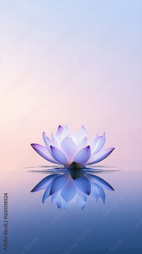 Obraz premium Calm lotus reflection serenity on waters surface