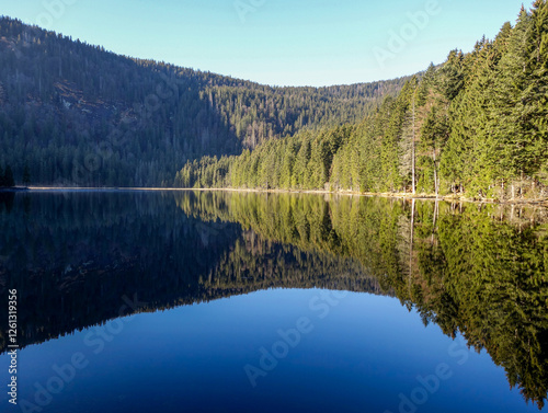 The Arbersee in Bavarian Forest south east germany different lights photo