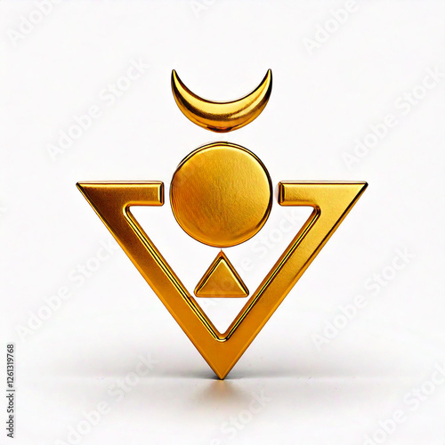 gold symbol horned god isolated on whote background