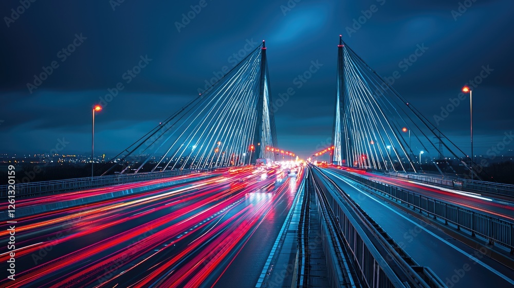 Stunning Night Bridge with Speeding Traffic Light Trails – Long Exposure Photography of a Futuristic Highway with Vibrant Motion Blur and City Lights Stunning Night Bridge with Speeding Traffic Light Trails – Long Exposure Photography of a Futuristic Highway with Vibrant Motion Blur and City Lights