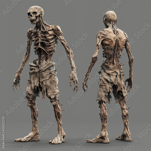 3d rendering of a horror monster with different angles