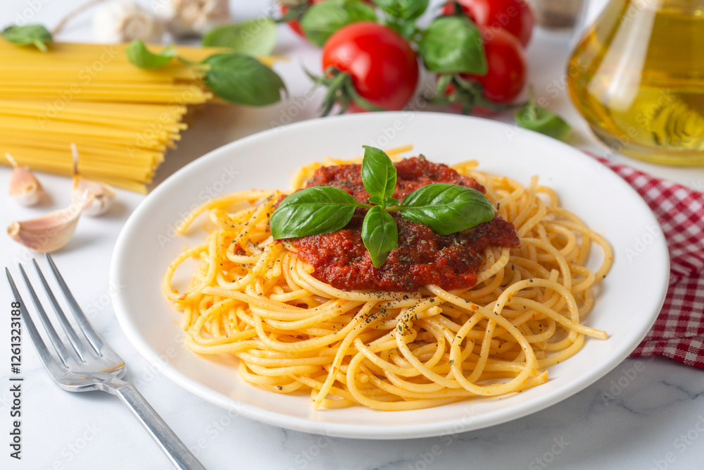 Delicious appetizer classic Italian spaghetti pasta and tomato sauce - Spaghetti bolognese Delicious appetizer classic Italian spaghetti pasta and tomato sauce - Spaghetti bolognese