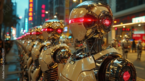 Futuristic androids in neonlit shanghai a glimpse of ais rise photo