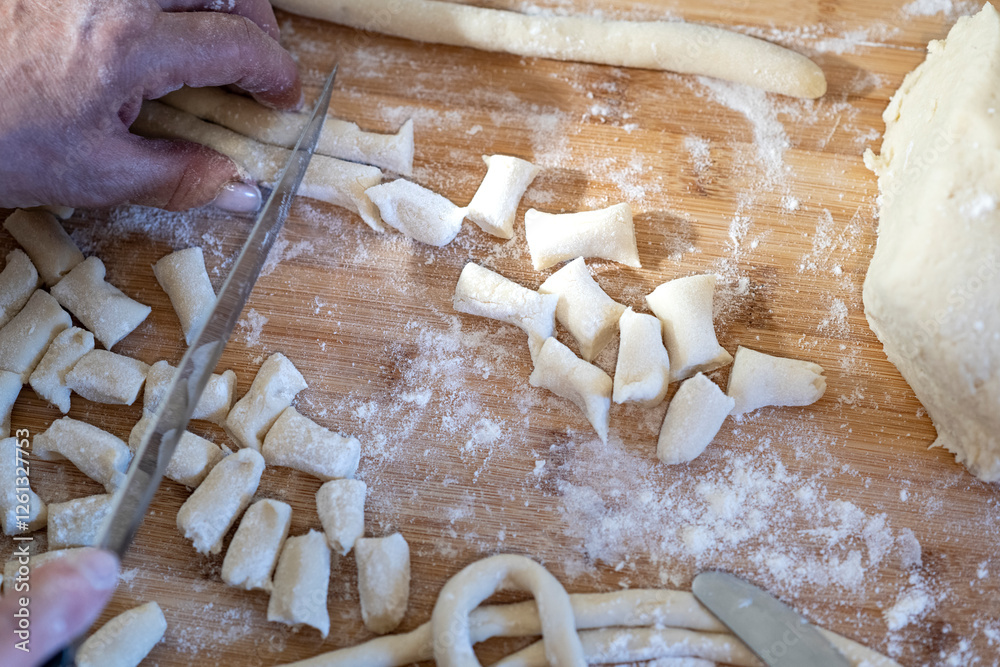 preparation of the dough to make the gnocchi