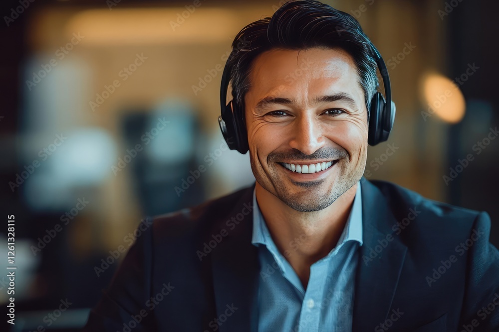 Obraz premium Focused Call Center Professional Handling Customer Queries